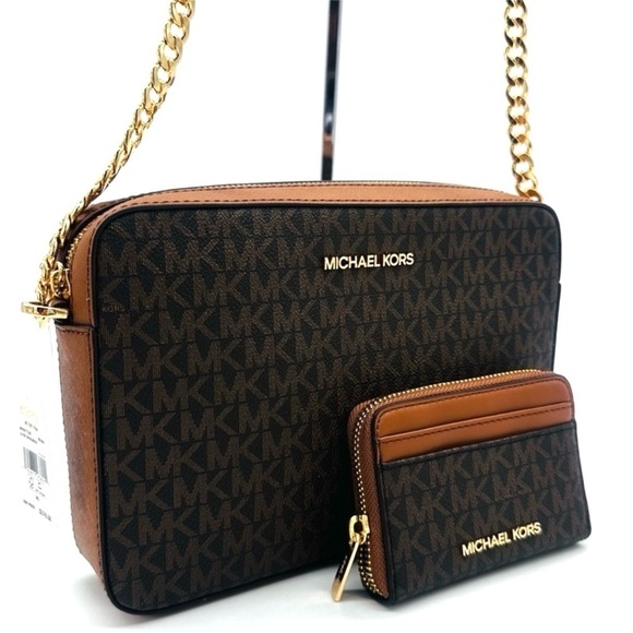 Michael Kors Large EW Crossbody Bag & Jet Set Travel MD ZA Card Case Wallet - Picture 1 of 12